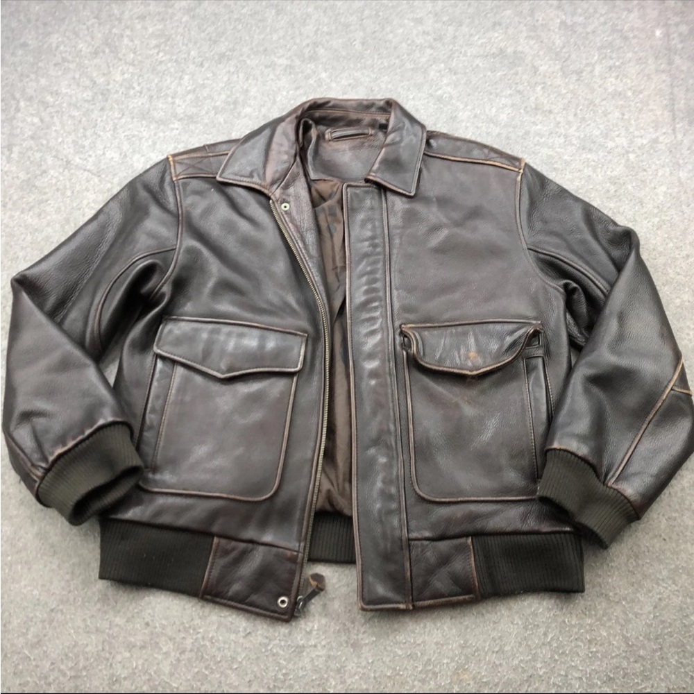 Roundtree & Yorke Dark Brown Leather Distressed Jacket